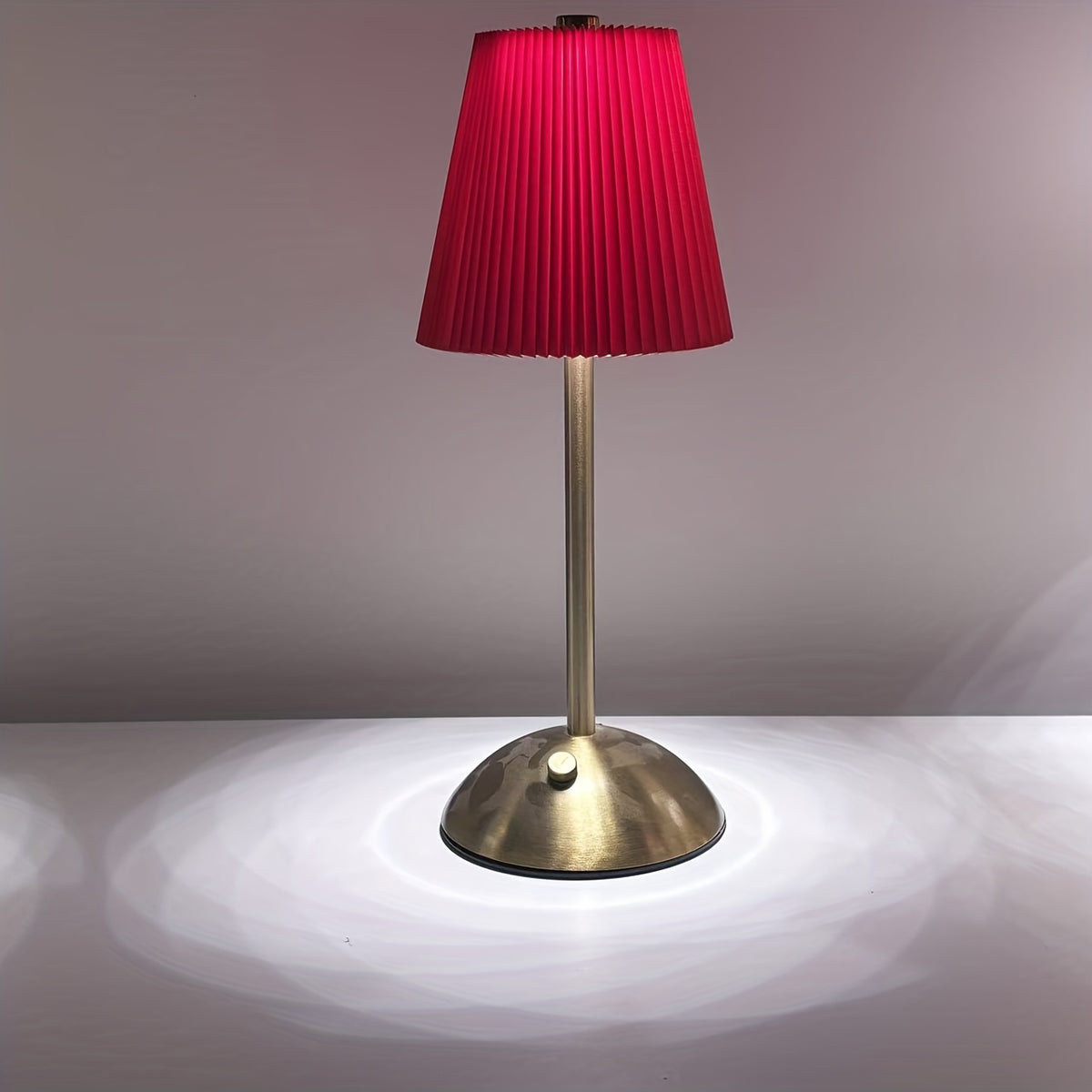 Lampe de table sans fil plissée sur dôme doré, tactile, 6 coloris