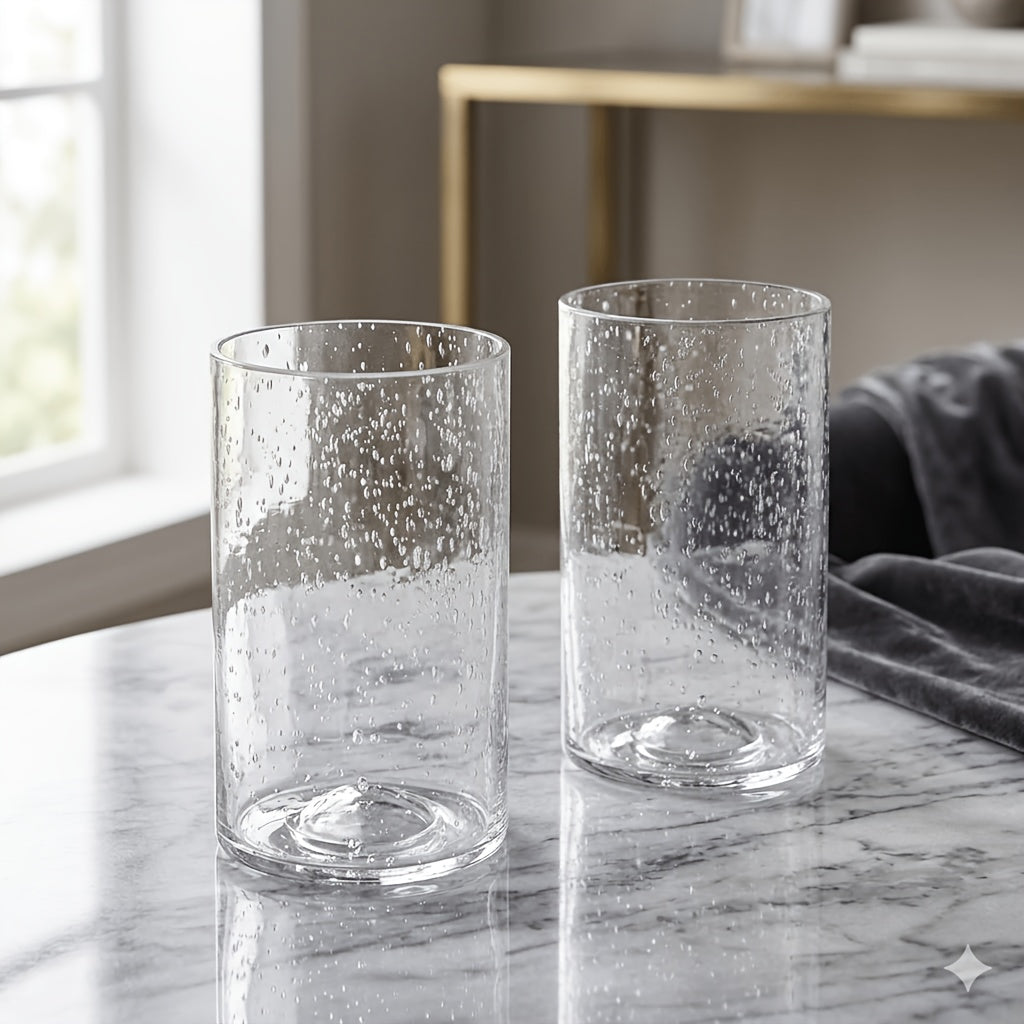 Cylindre en verre bullé pour applique salle de bains
