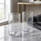 Lot de 2 cylindres en verre bullé transparent, Ø 10 x H 15 cm