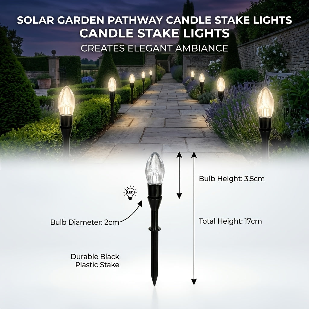 Guirlande solaire à piquets bougies, 20 ou 30 flammes dorées