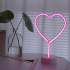 Lampe néon cœur rose sur socle, à piles, 30,5 cm de haut
