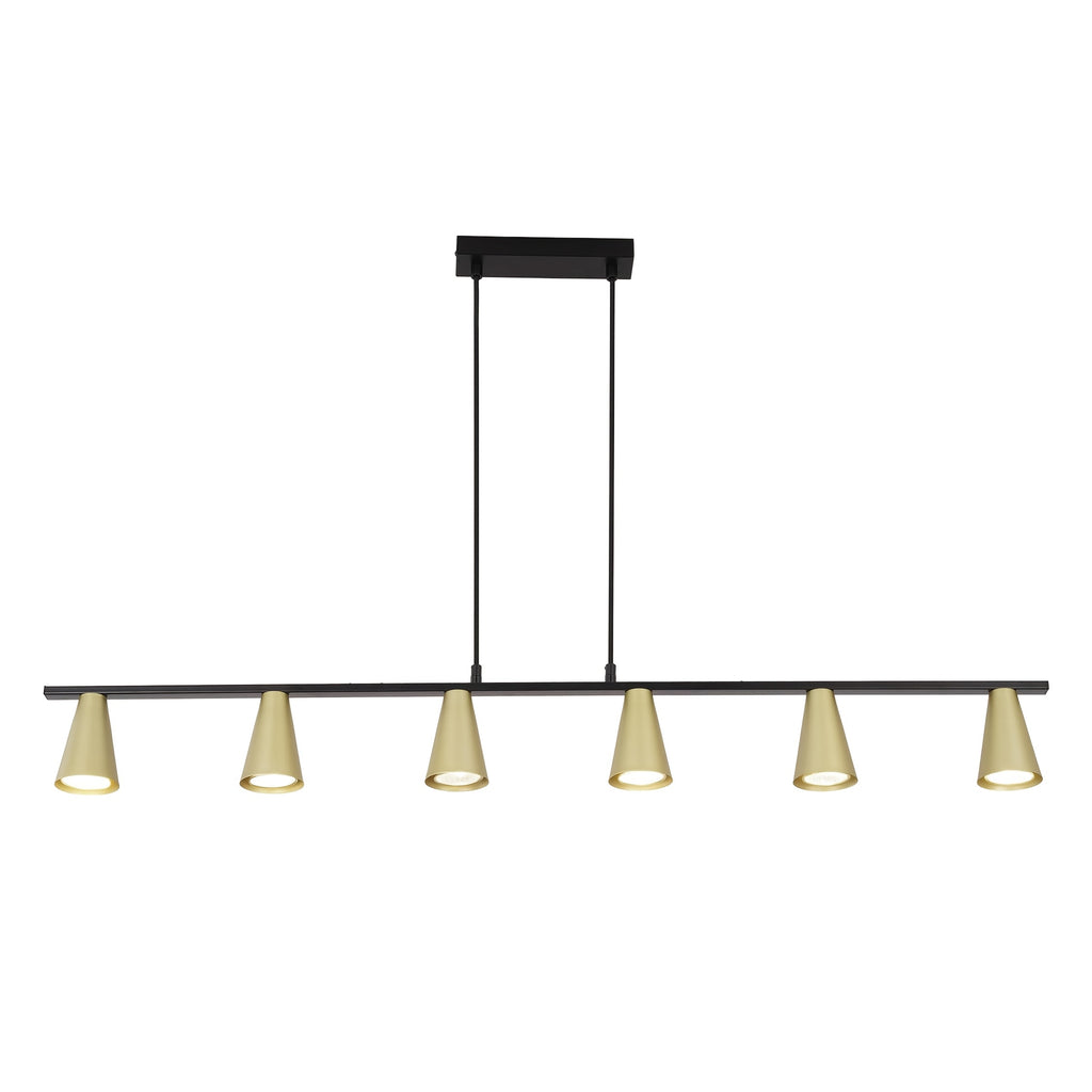 Suspension linéaire à cônes GU10, 4 ou 6 lumières, blanc ou doré
