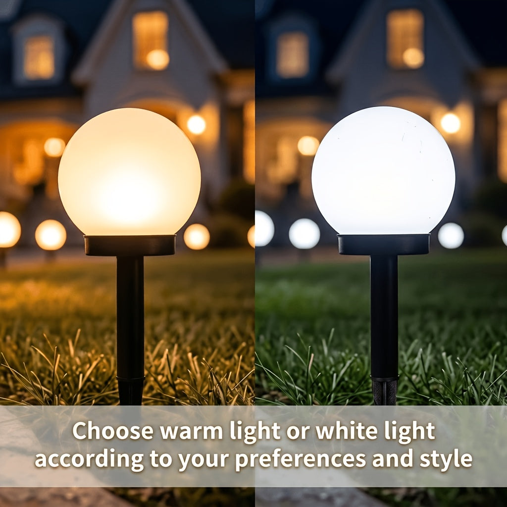 Lampe solaire globe opalin sur piquet de 34 cm, blanc chaud ou froid