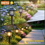 Lampe solaire lanterne à toit pagode, 48 cm, lot de 2 ou 4 piquets