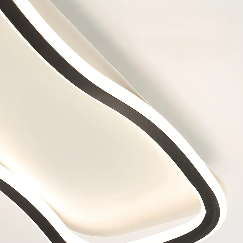 Plafonnier LED long en forme de vague, 60 cm, doré, blanc ou noir