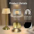 Lampe de chevet rétro dorée, abat-jour acrylique façon cristal taillé