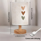 Lampe de chevet à abat-jour en tissu imprimé de trois cœurs