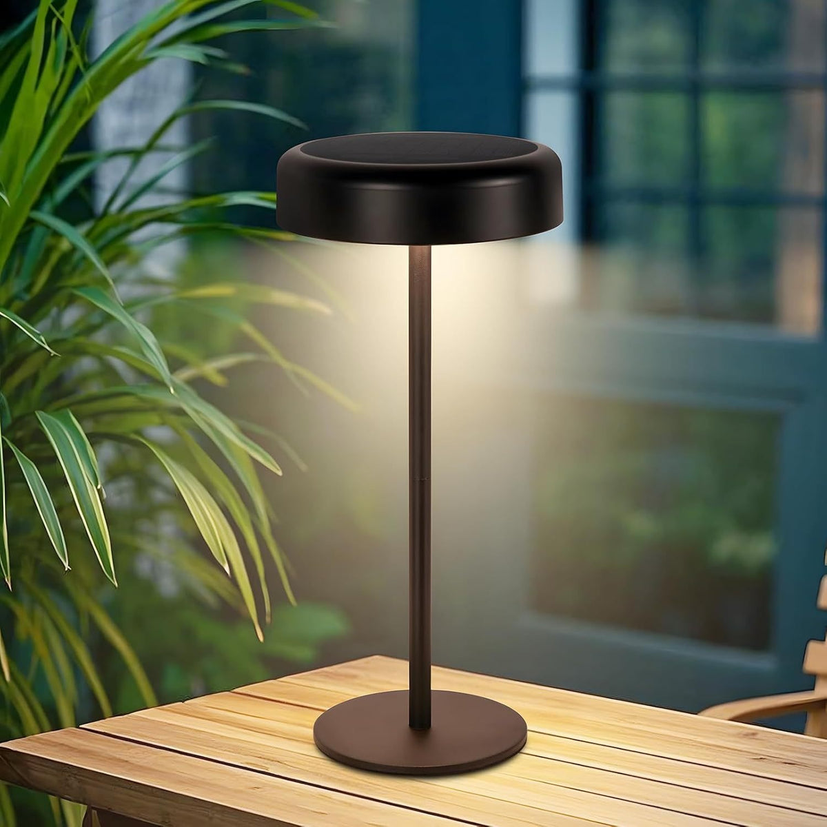 Lampe sans fil solaire à tête plate noire