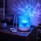 Lampe d'ambiance à reflets d'eau, cylindre ciselé et télécommande
