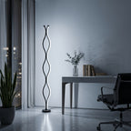 Lampe de sol LED ondulée noire effet cristal, trois teintes, 117 cm