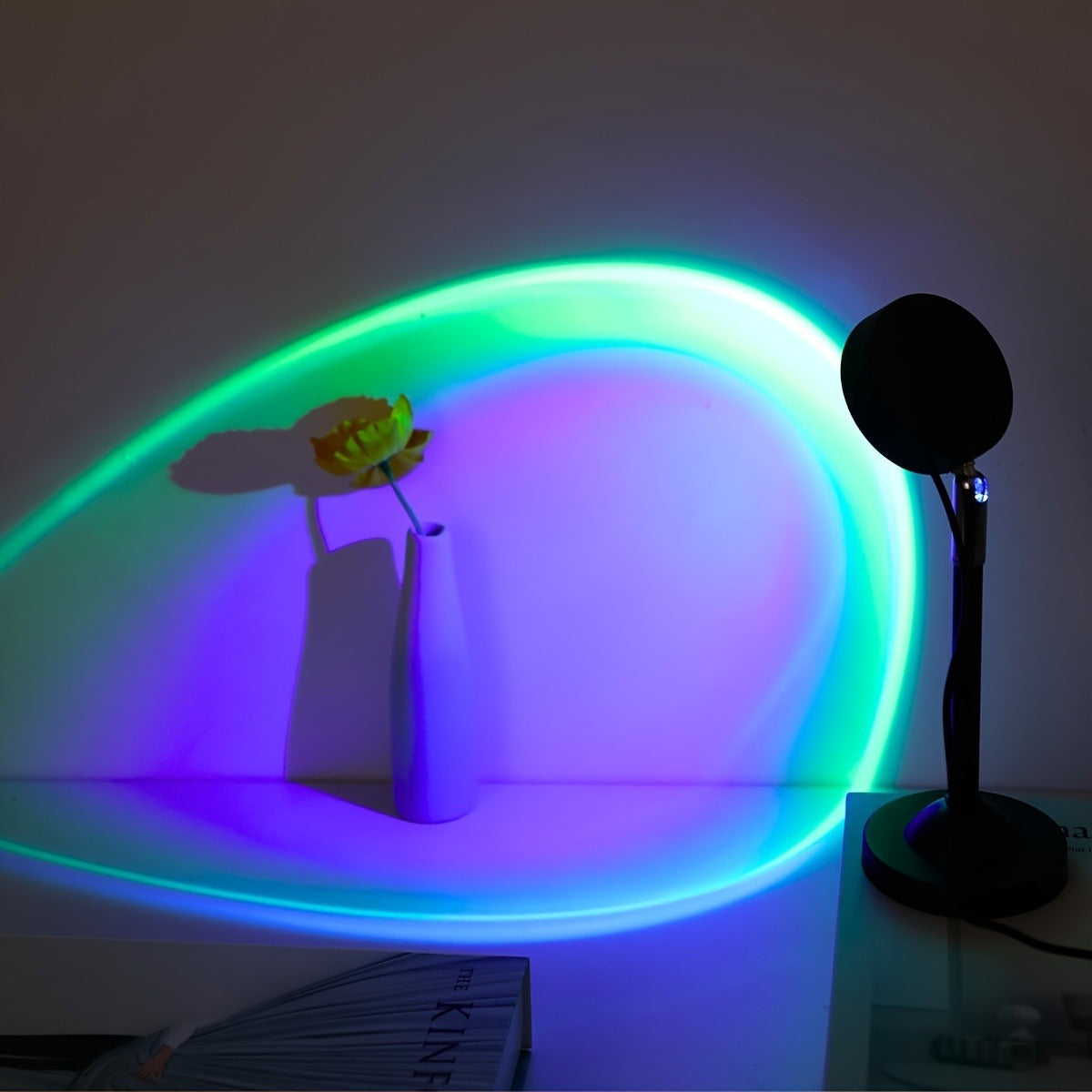 Lampe projecteur coucher de soleil sur tige, tête orientable, 24 cm