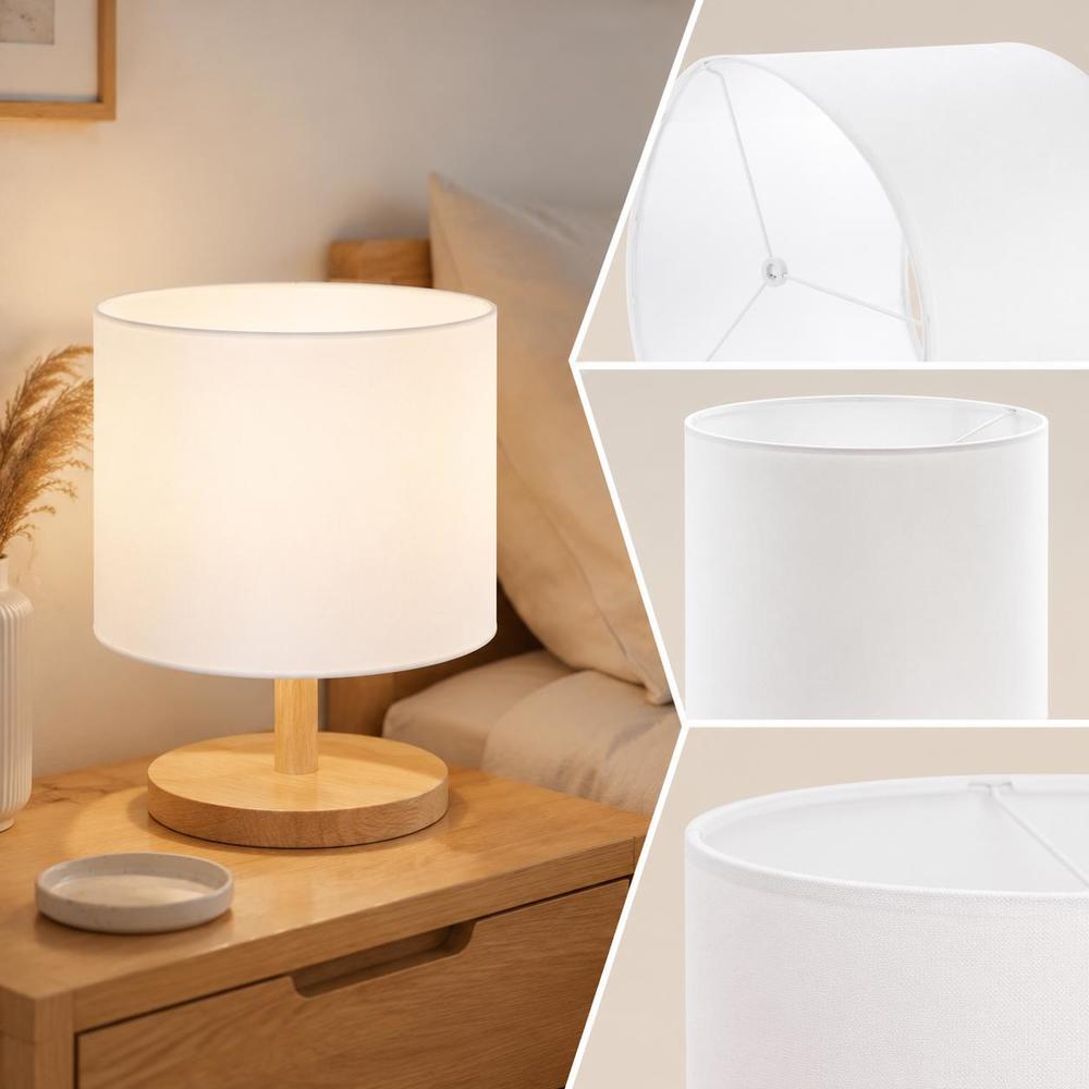 Grand abat-jour tambour en lin blanc de 40 cm