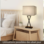Abat-jour carré en tissu aspect lin, 26 x 26 x H 20 cm, trois coloris