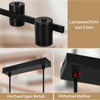 Suspension 6 spots GU10 sur barre en métal noir mat de 85,5 cm