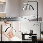 Lampadaire LED demi-lune pivotant, 3 teintes, blanc ou noir