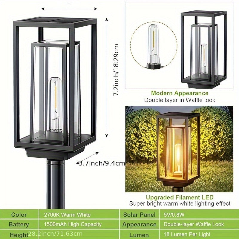 Lanterne solaire de jardin sur piquet 72 cm à filament, lot de 4