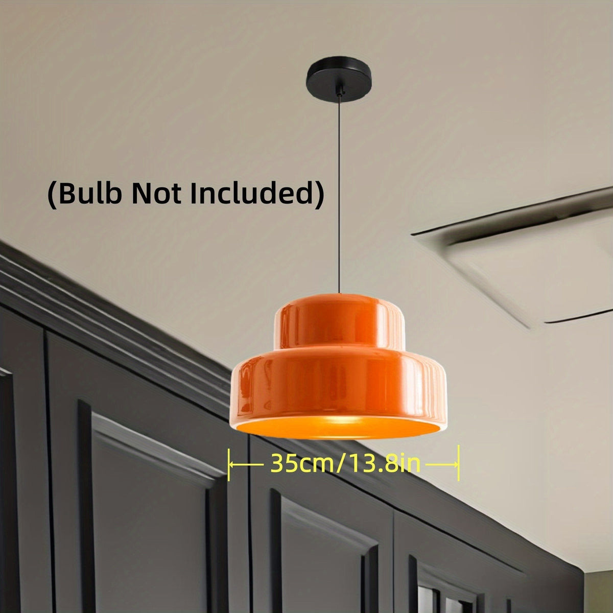 Suspension rétro orange à double étage en métal brillant, Ø 35 cm