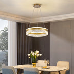 Suspension anneau LED Ø 40 cm, diffuseur effet glace, trois teintes