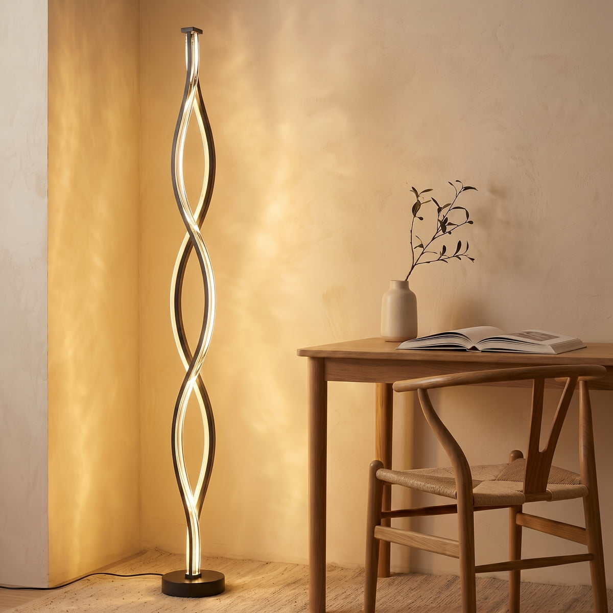 Lampadaire double hélice au diffuseur effet cristal
