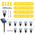 Guirlande solaire de jardin à spots ronds sur piquets, 10 modes