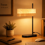 Lampe de chevet noire, abat-jour ovale en tissu bicolore, culot E14