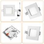 Spot LED encastrable carré 3 W, découpe 7,5 cm, lot de 10