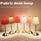 Lampe de table sans fil plissée sur dôme doré, tactile, 6 coloris