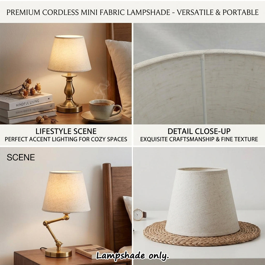 Abat-jour conique en toile de lin beige pour lampe et applique
