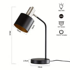 Lampe de chevet noire en métal à tête orientable, douille E27