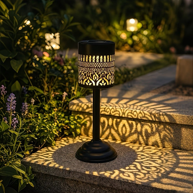 Lot de 2 lampes de table solaires ajourées sur pied, 26 cm, IP65
