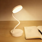Lampe de bureau sans fil blanche à col flexible, batterie 800 mAh