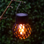 Lot de 5 lanternes solaires boule noire à effet flamme, à anse