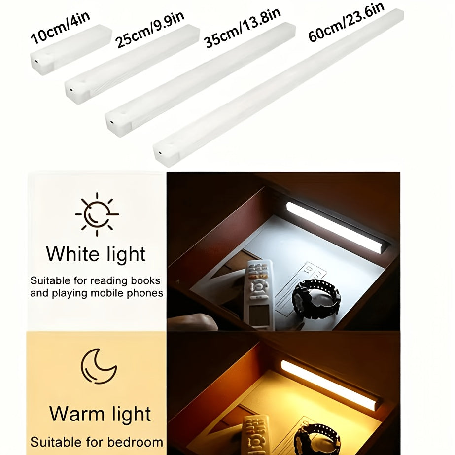 Lot de 3 réglettes LED à détecteur, 25, 35 ou 60 cm, trois fixations