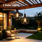 Lot de 2 suspensions solaires goutte en métal noir, ampoule filament