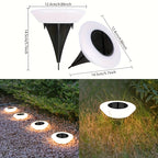 Lampe solaire soucoupe blanche à enterrer, Ø 12,4 cm, lot de 4