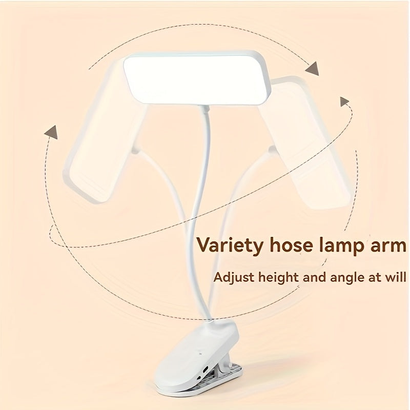 Lampe à pince rechargeable à tête rectangulaire, à poser ou fixer