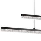 Lustre LED à deux barres décalées effet cristal, noir, 80 cm