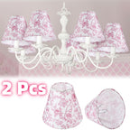 Lot de 2 abat-jour à pince en toile fleurie rose, Ø 15 cm