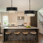 Lustre tambour noir et cristal K9, Ø 50 cm, douilles E14