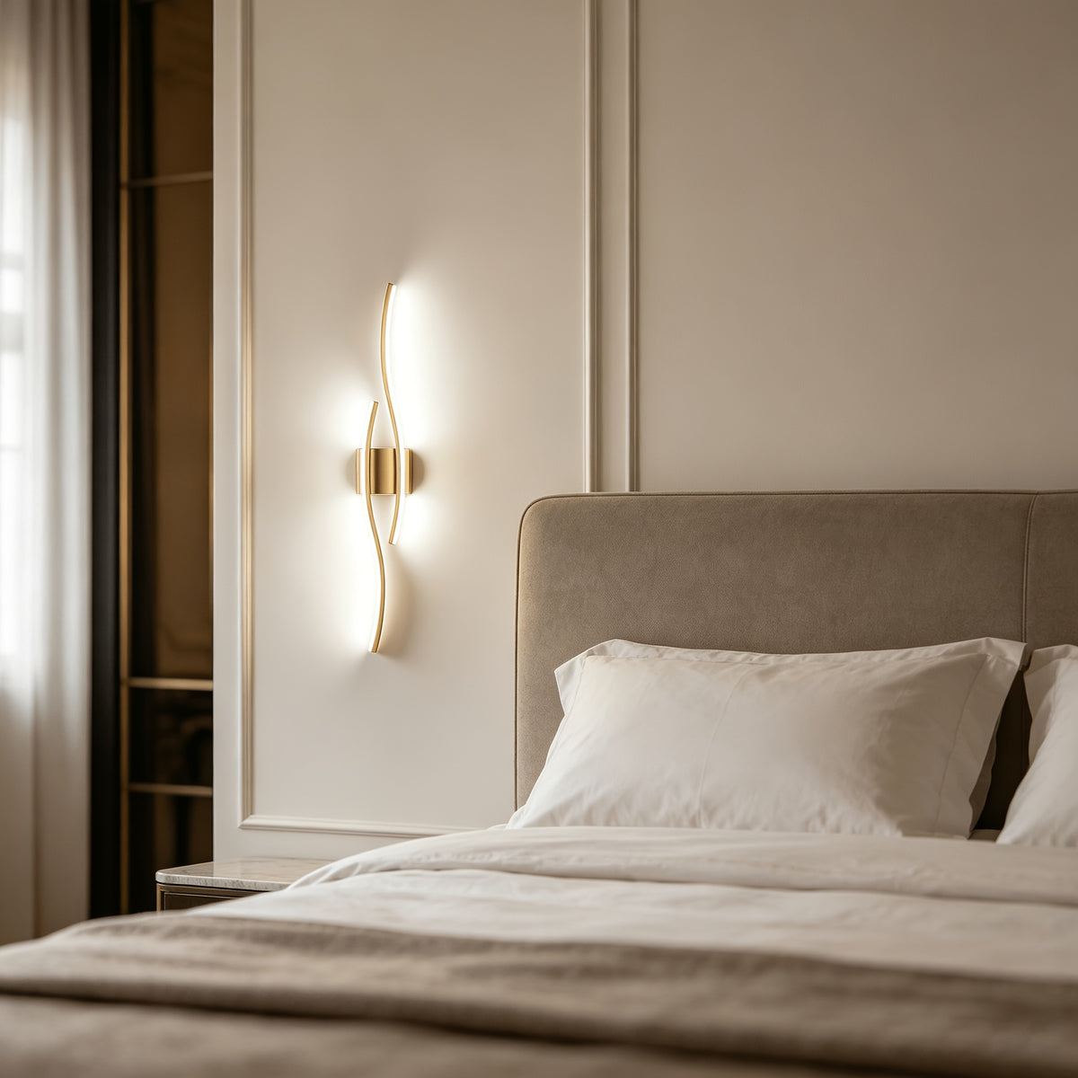 Applique murale LED dorée en forme de vague, 60 cm, blanc neutre