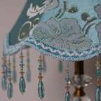 Abat-jour cloche en jacquard bleu turquoise et fils dorés, Ø 30 cm