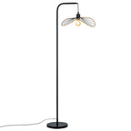 Lampadaire à potence noir et abat-jour filaire ajouré, 144 cm