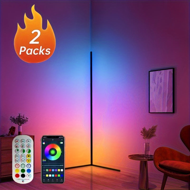 Lampadaire d'angle LED 140 cm, blancs 2700 à 6000 K et couleurs