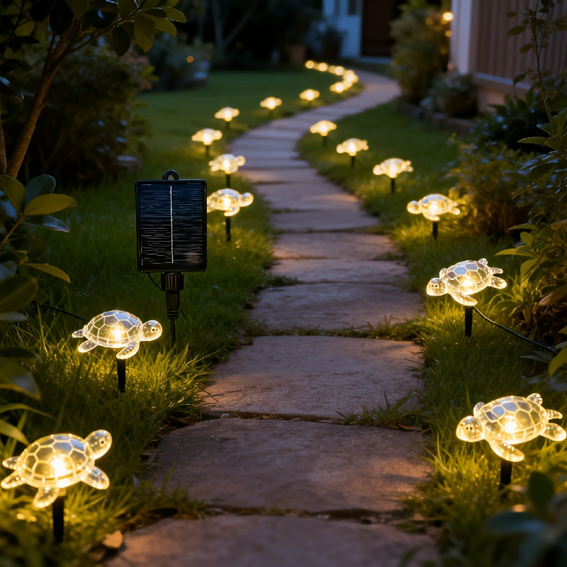 Guirlande solaire à piquets en forme de tortue, 10 ou 20 lumières