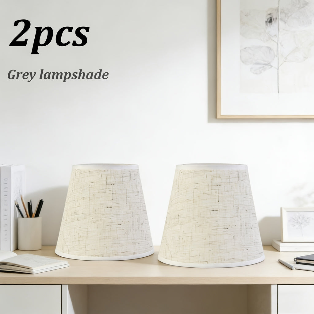 Lot de 2 petits abat-jour coniques en lin gris clair, E27 et E14