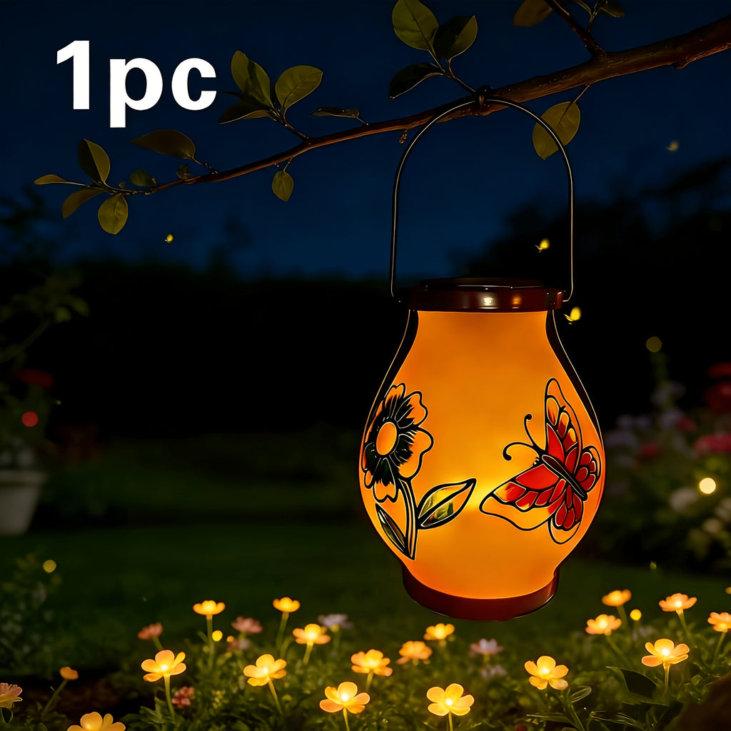 2026 Nouveau Plafonnier Solaire, Fleur Papillon Peinte à la Main / 1 pc
