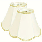 Abat-jour cloche festonné blanc à galon doré, Ø 33 x H 23,5 cm