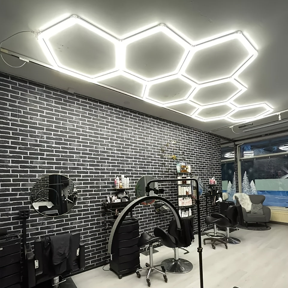 Plafonnier LED hexagonal en kit pour garage ou atelier, 24 à 68 tubes