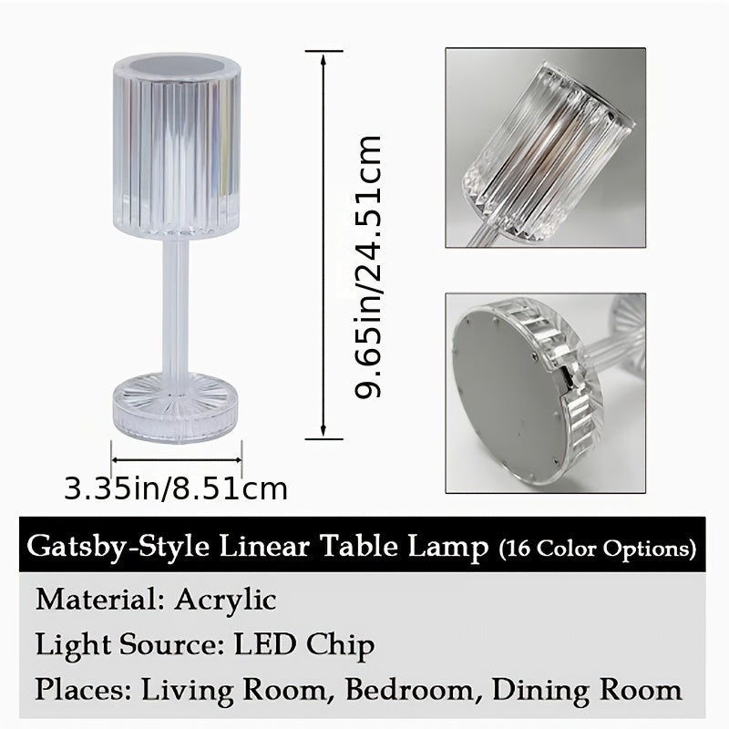 Lampe acrylique effet diamant RVB 16 couleurs, tactile et télécommande