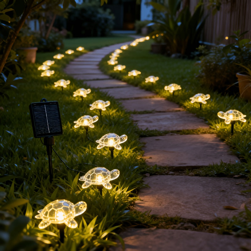 Guirlande solaire à piquets en forme de tortue, 10 ou 20 lumières